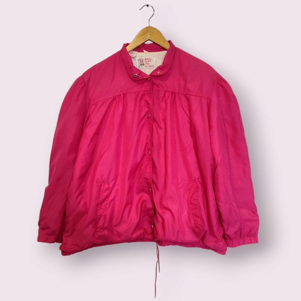 Vintage Haband For Her Windbreaker Jacket‎ Women's XL Hot Pink Lined Pockets